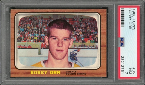 1966/67 Topps #35 Bobby Orr Rookie Card – PSA NM 7